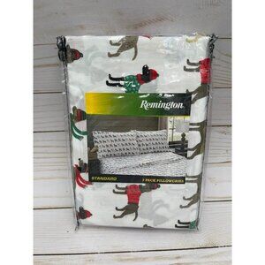 Remington dog standard pillowcase set NEW white snow puppies novelty